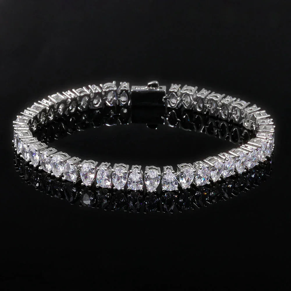 6mm Teardrop Zircon Tennis Chain Necklace Hip Hop Jewelry for Men | Caratix Jewelry - CaratixJewelry